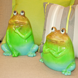 Deko für die Terrasse - Frosch-Paar aus Keramik