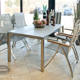 Klappstuhl - Hochlehner - Stuhl Set für Garten, Terrasse und Balkon geeignet, aus Edelstahl, Teakholz und Textilene