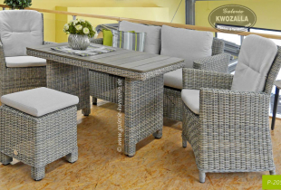 Polyrattan Lounge mit Sesseln, Hocker, Polyrattangeflecht, witterungsbeständig und UV-Beständig